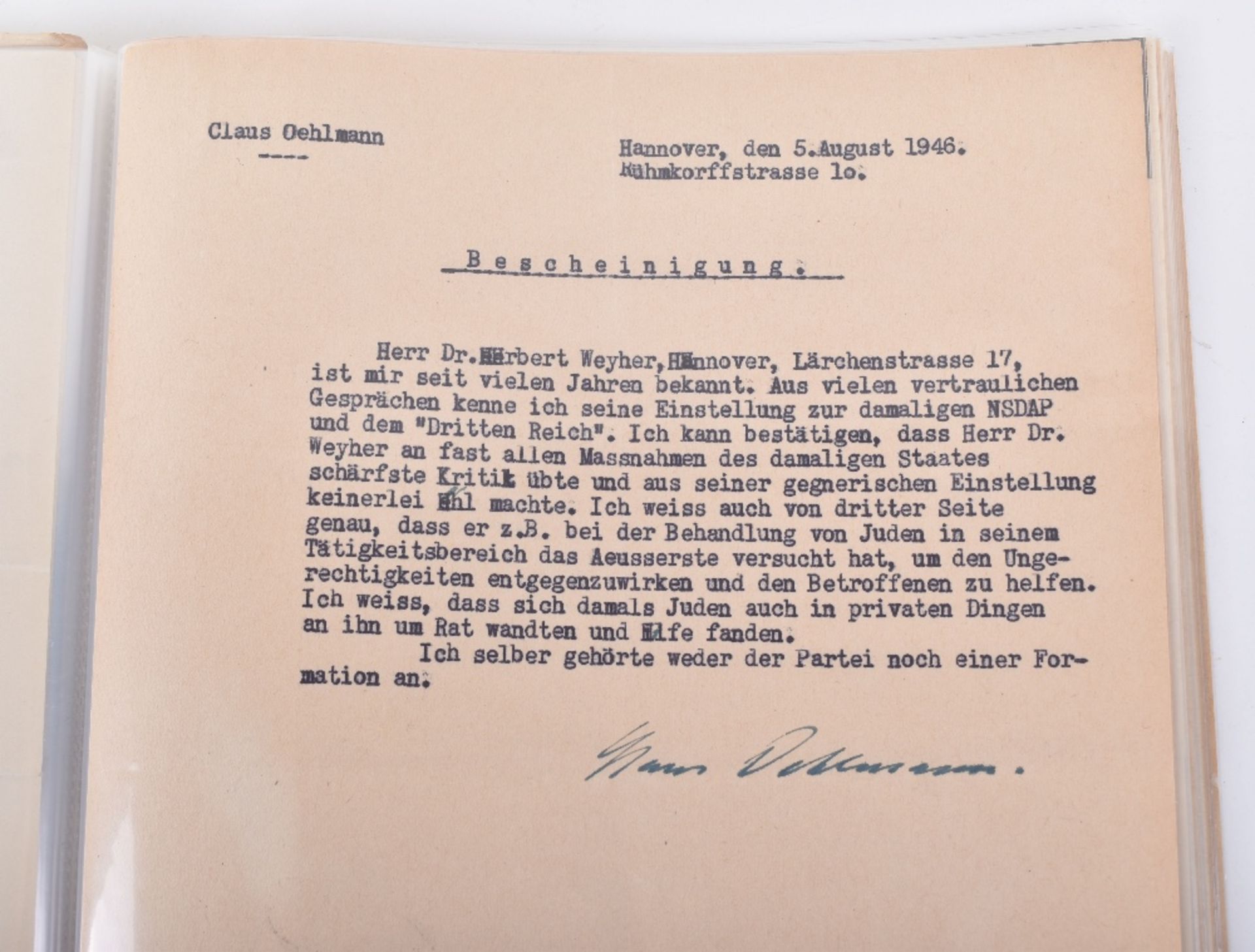 Important and Unusually Comprehensive Document Grouping to a German Lawyer Herr Herbert Weyher, with - Image 23 of 25