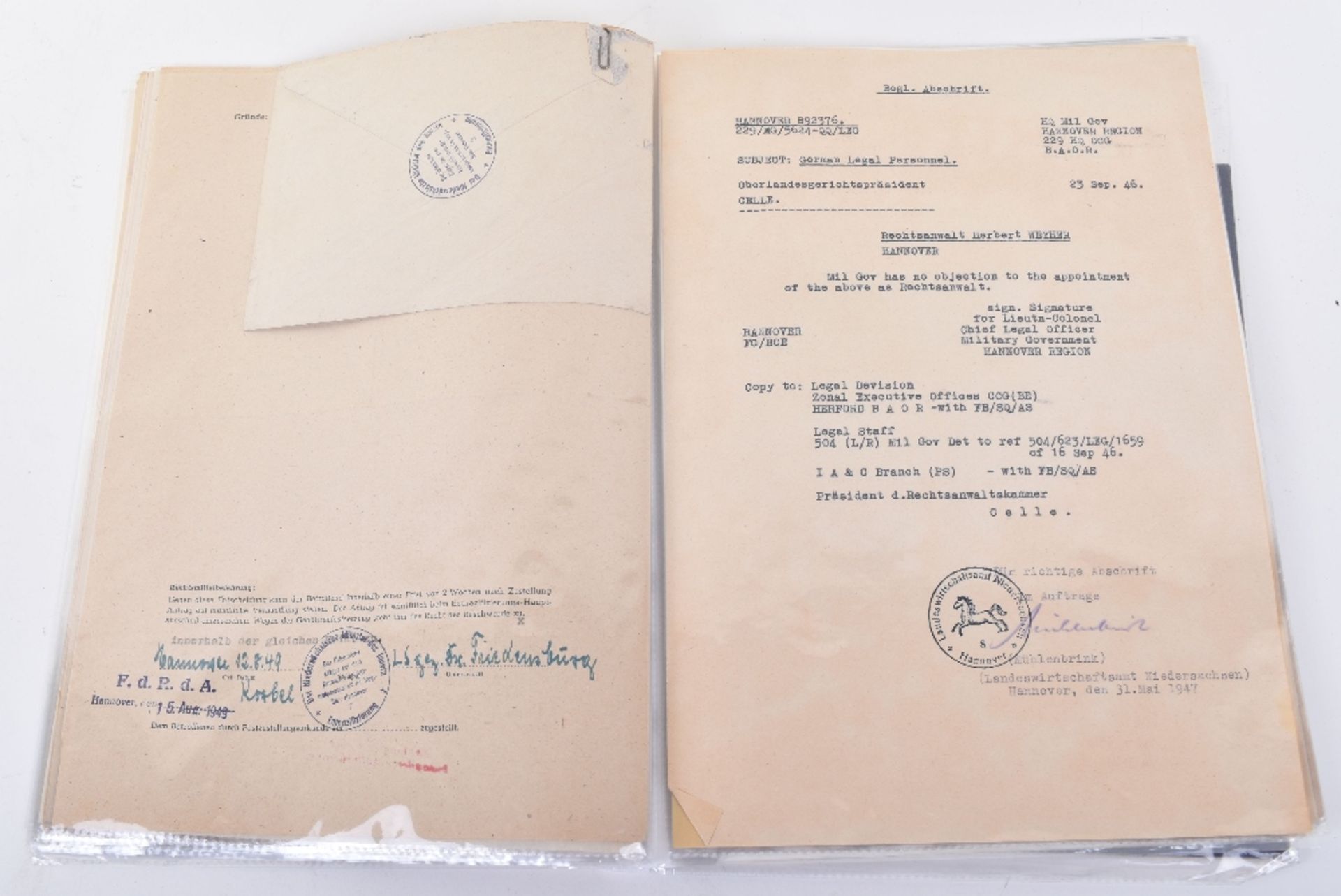 Important and Unusually Comprehensive Document Grouping to a German Lawyer Herr Herbert Weyher, with - Image 10 of 25