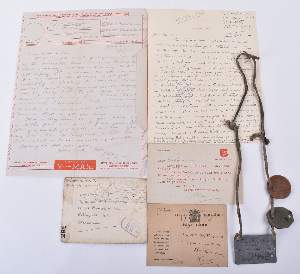 Small WW2 Letter Grouping of Rifleman A S Trapnell Captured at Dunkirk