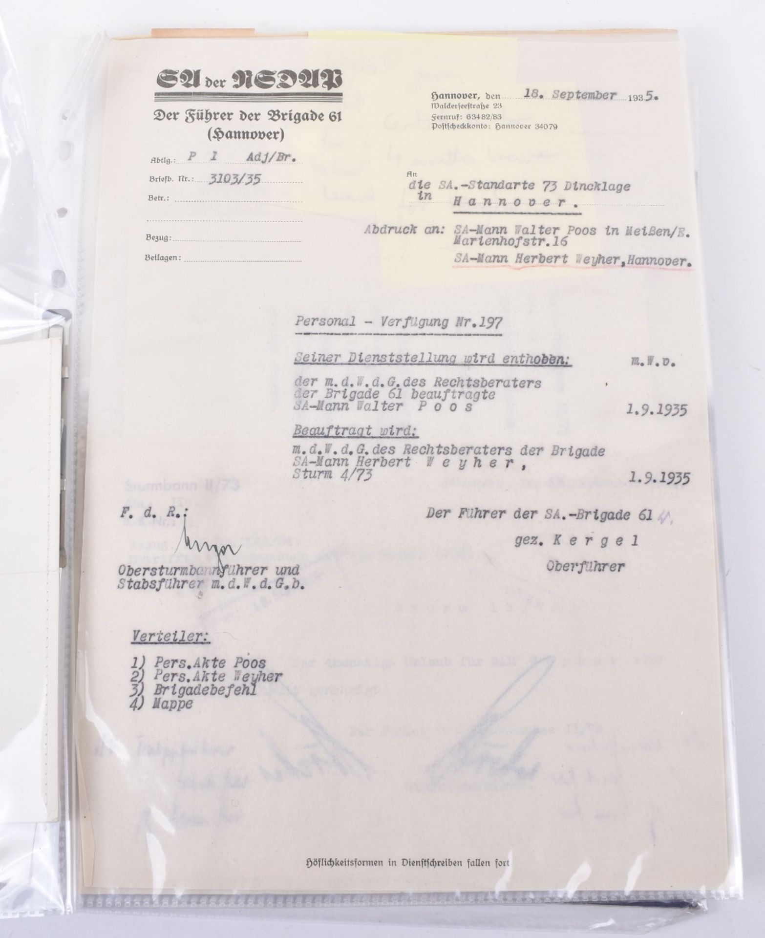Important and Unusually Comprehensive Document Grouping to a German Lawyer Herr Herbert Weyher, with - Image 2 of 25