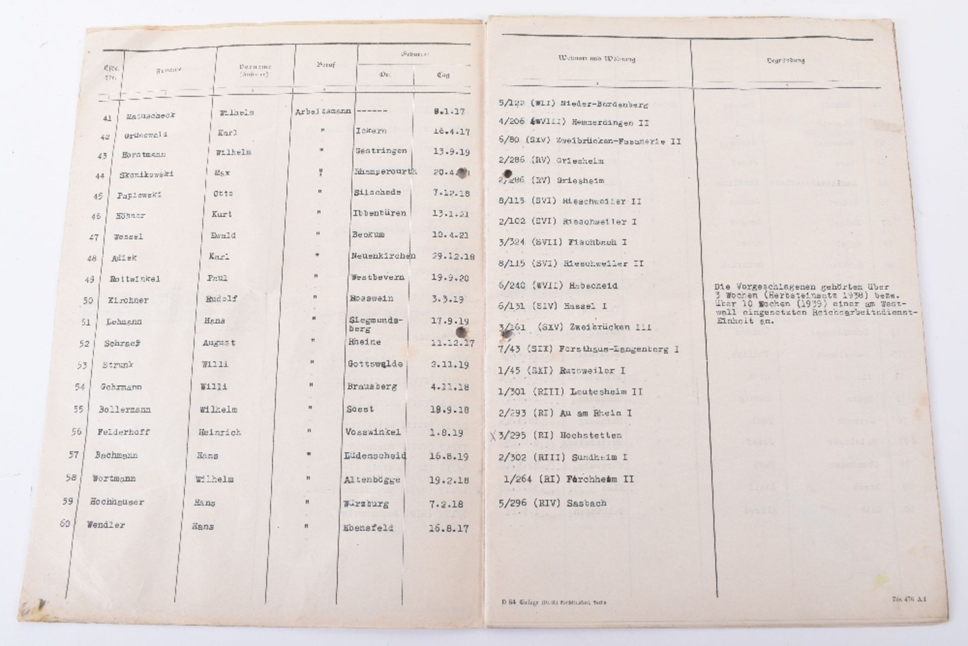 Interesting Grouping of Third Reich Documents Relating to the Awarding of the West Wall Campaign Med - Image 8 of 8