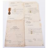 Interesting Grouping of Third Reich Documents Relating to the Awarding of the West Wall Campaign Med