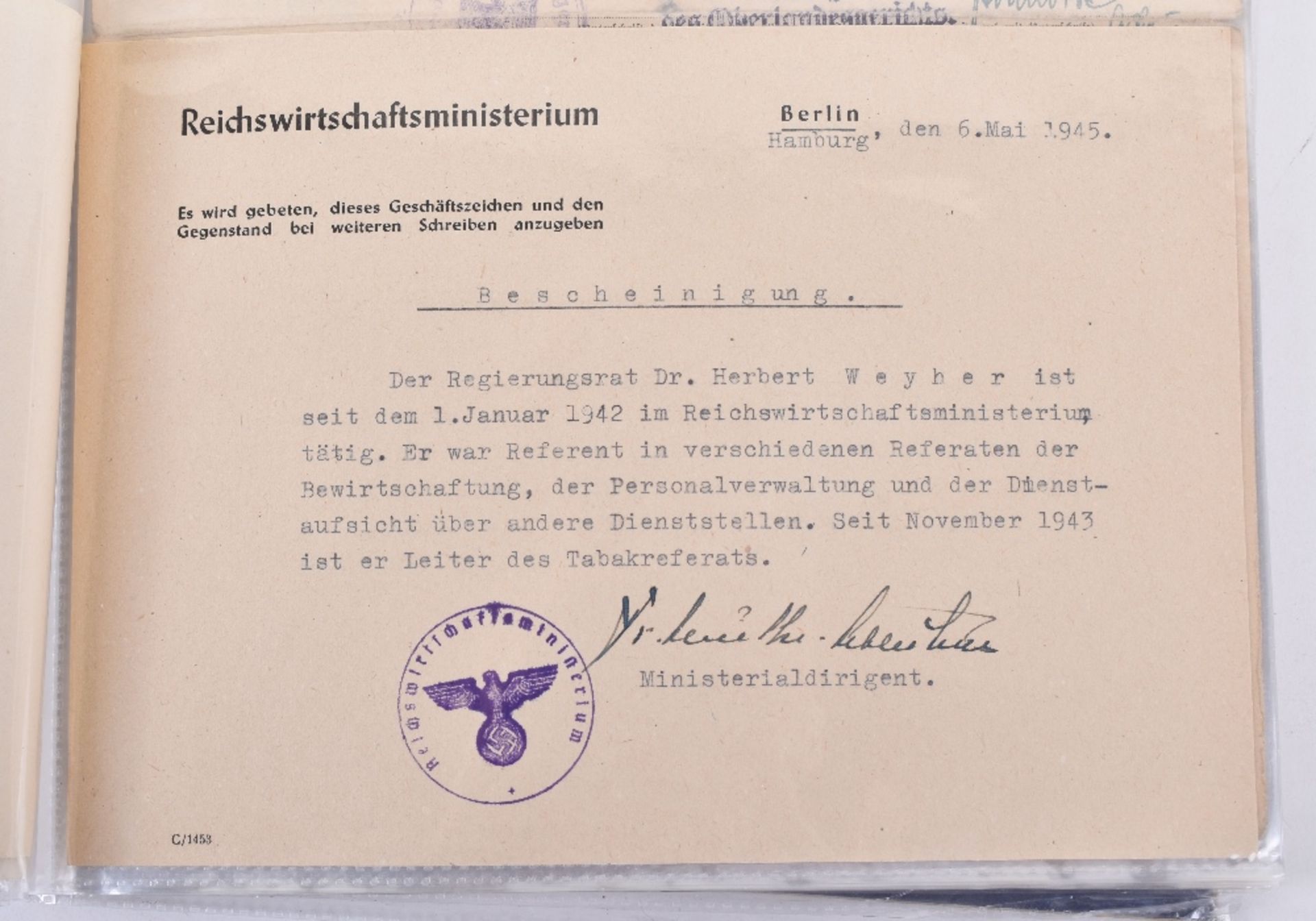 Important and Unusually Comprehensive Document Grouping to a German Lawyer Herr Herbert Weyher, with - Image 5 of 25