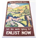 WW1 Parliamentary Recruiting Poster No87 – Your Country’s Call Isn’t This Worth Fighting For? Enlist
