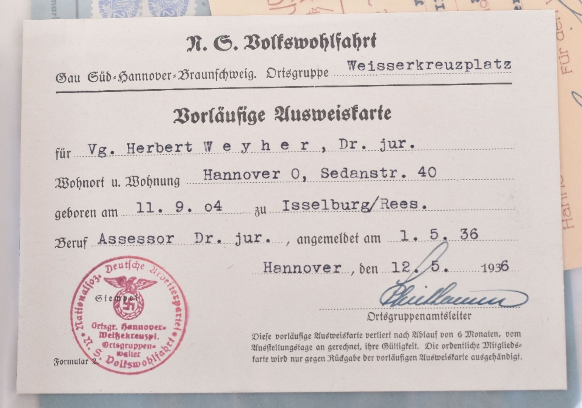 Important and Unusually Comprehensive Document Grouping to a German Lawyer Herr Herbert Weyher, with - Image 16 of 25