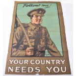 WW1 Parliamentary Recruiting Poster No11 – Follow Me! Your Country Needs You