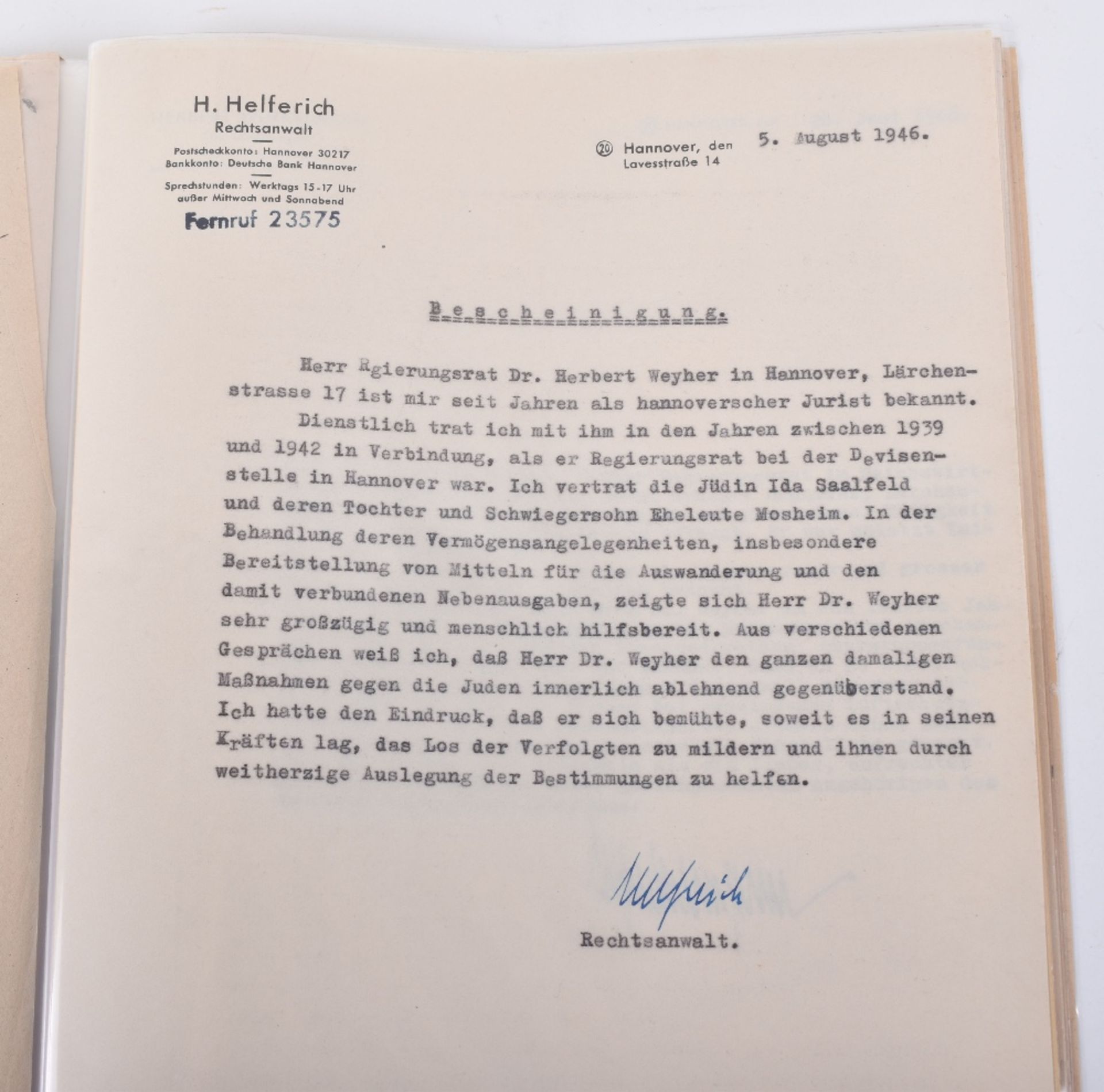 Important and Unusually Comprehensive Document Grouping to a German Lawyer Herr Herbert Weyher, with - Image 25 of 25