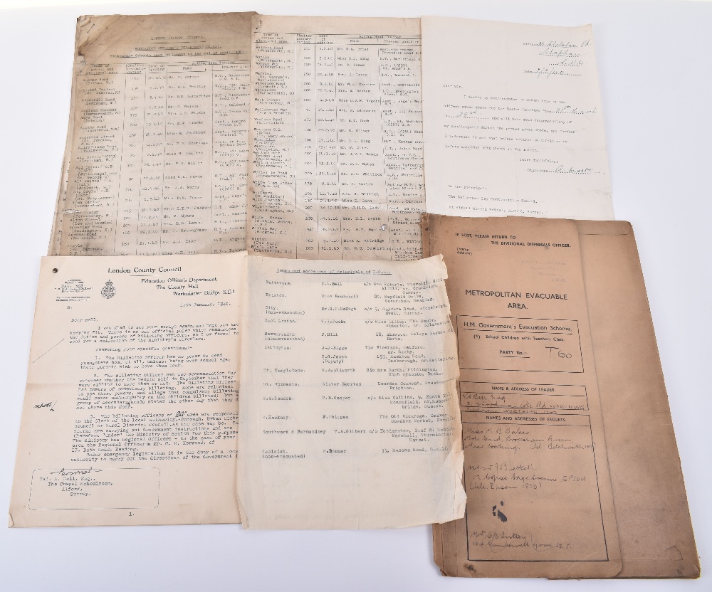 Important and Historic Collection Covering the London County Council Wartime Evacuation of School Ch