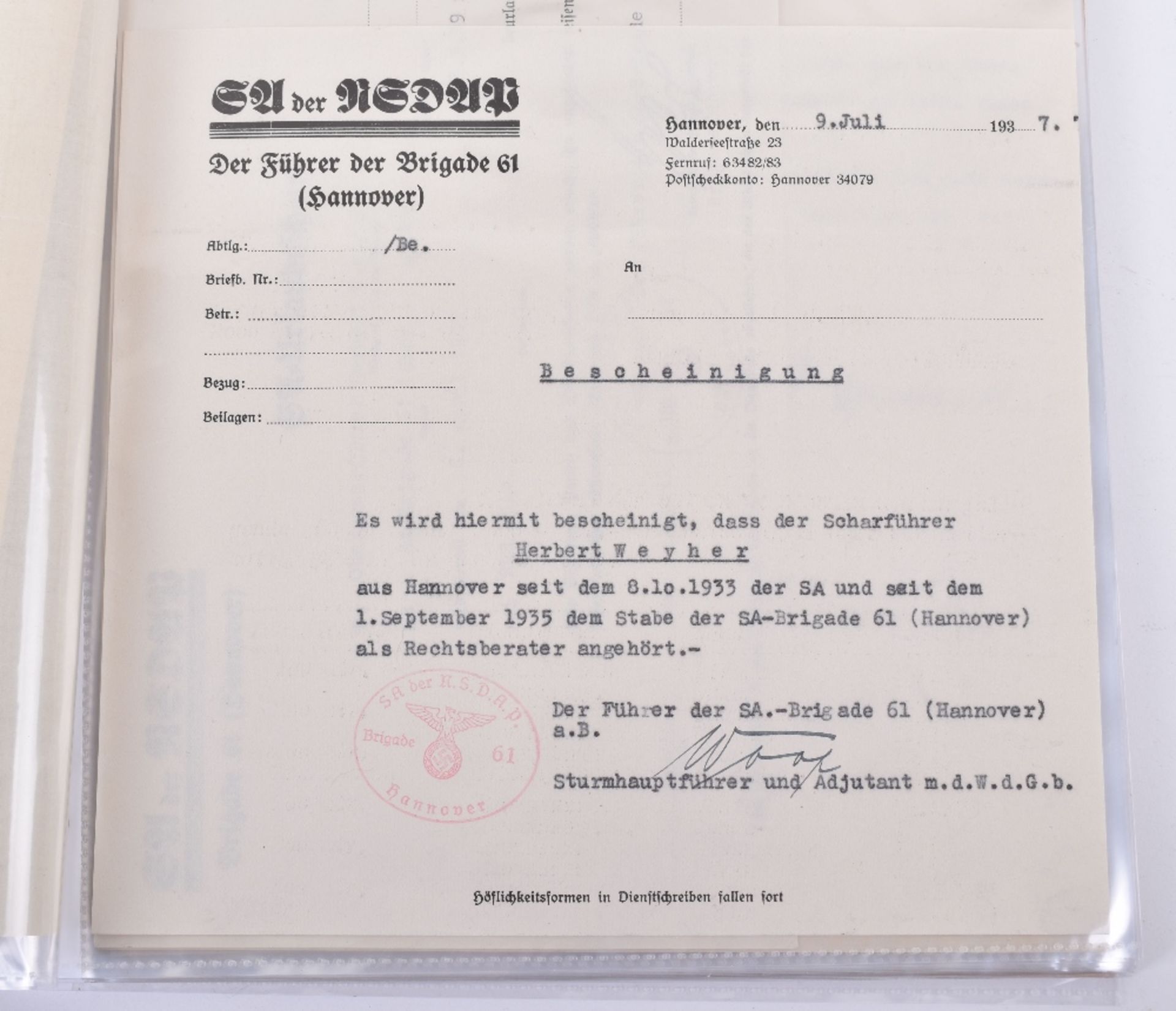 Important and Unusually Comprehensive Document Grouping to a German Lawyer Herr Herbert Weyher, with - Image 19 of 25