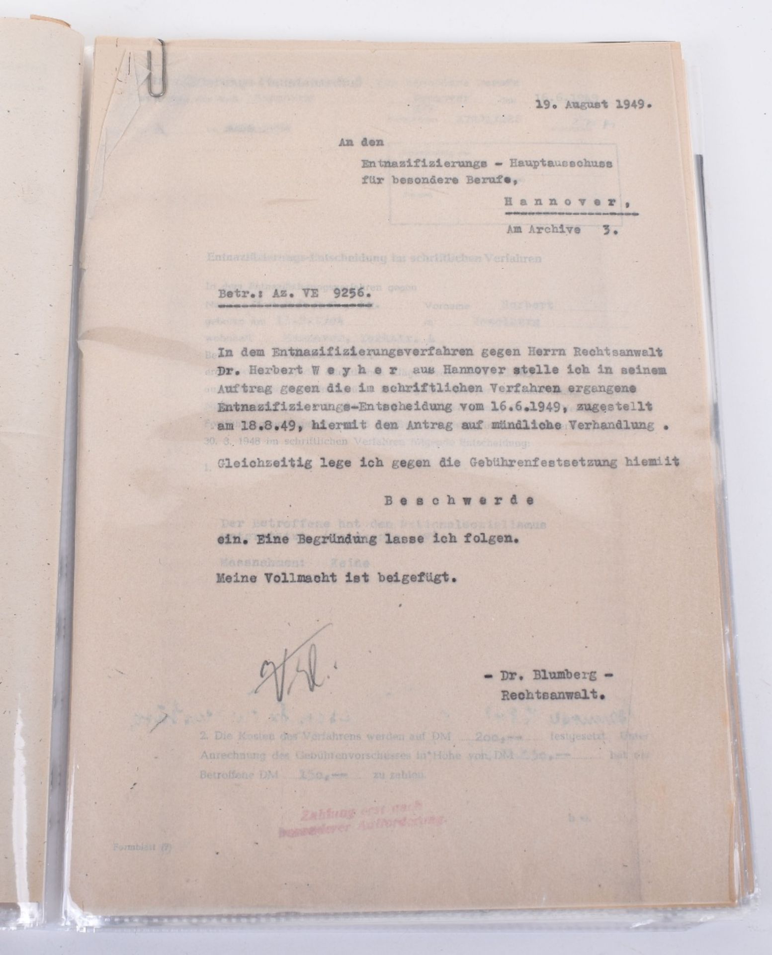 Important and Unusually Comprehensive Document Grouping to a German Lawyer Herr Herbert Weyher, with - Image 9 of 25