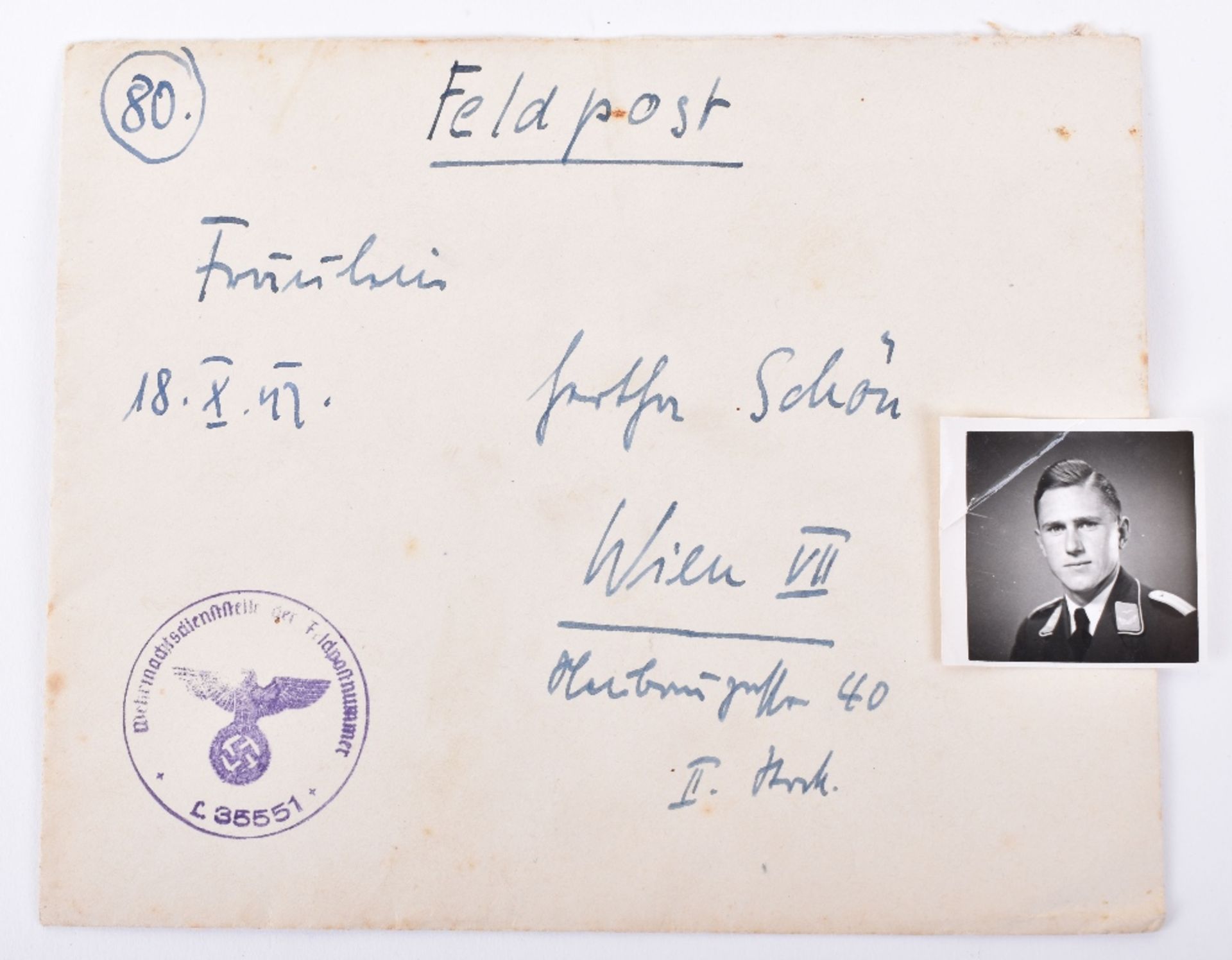 1942 Dated Feldpost Envelope Addressed to Gunther Rall’s Wife