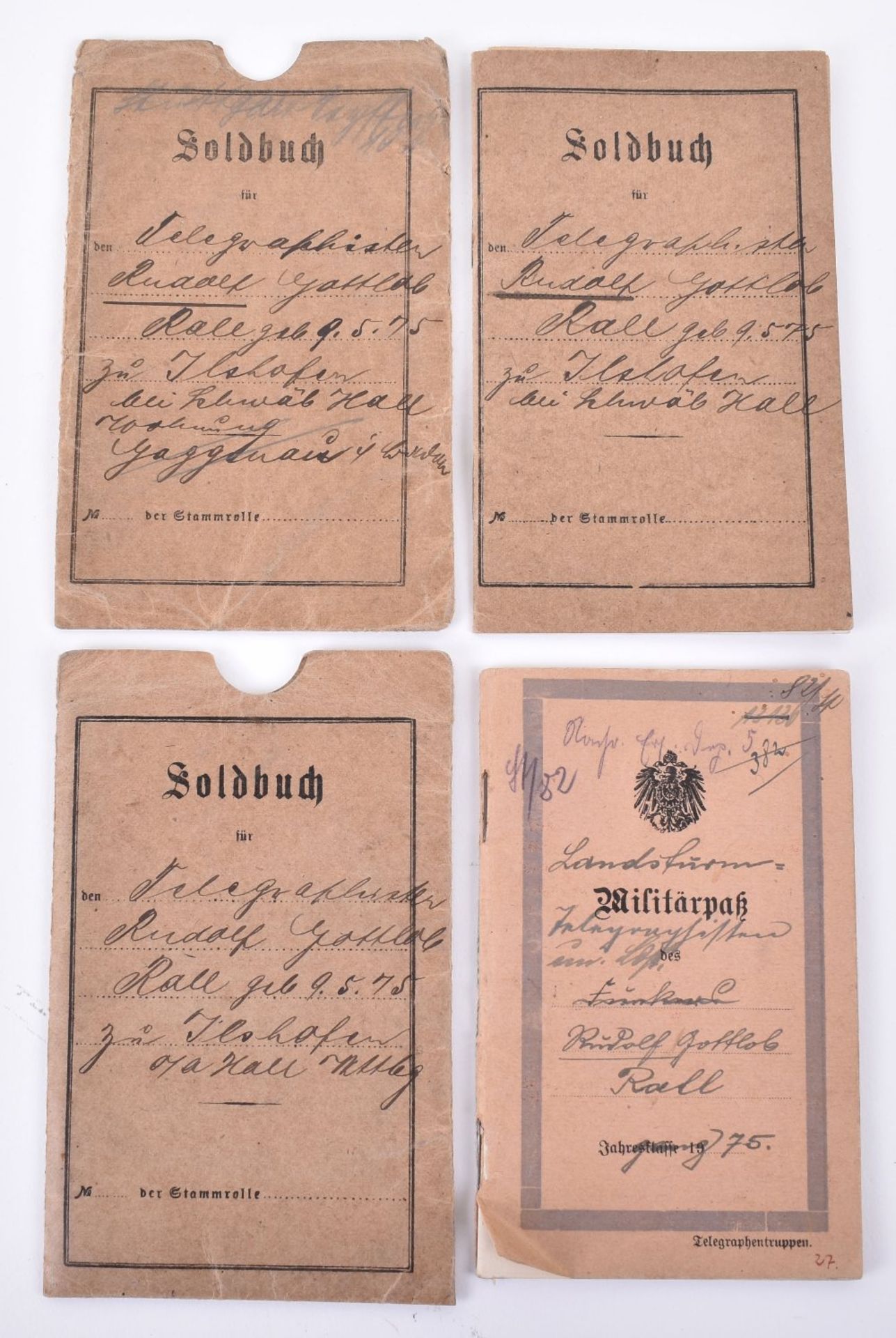 WW1 Soldbuch and Militarpass of Gunther Rall’s Father Rudolf Gottlob Rall
