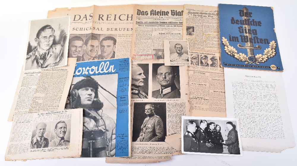 Selection of Third Reich Period Newspapers & Magazine Articles Relating to Gunther Rall
