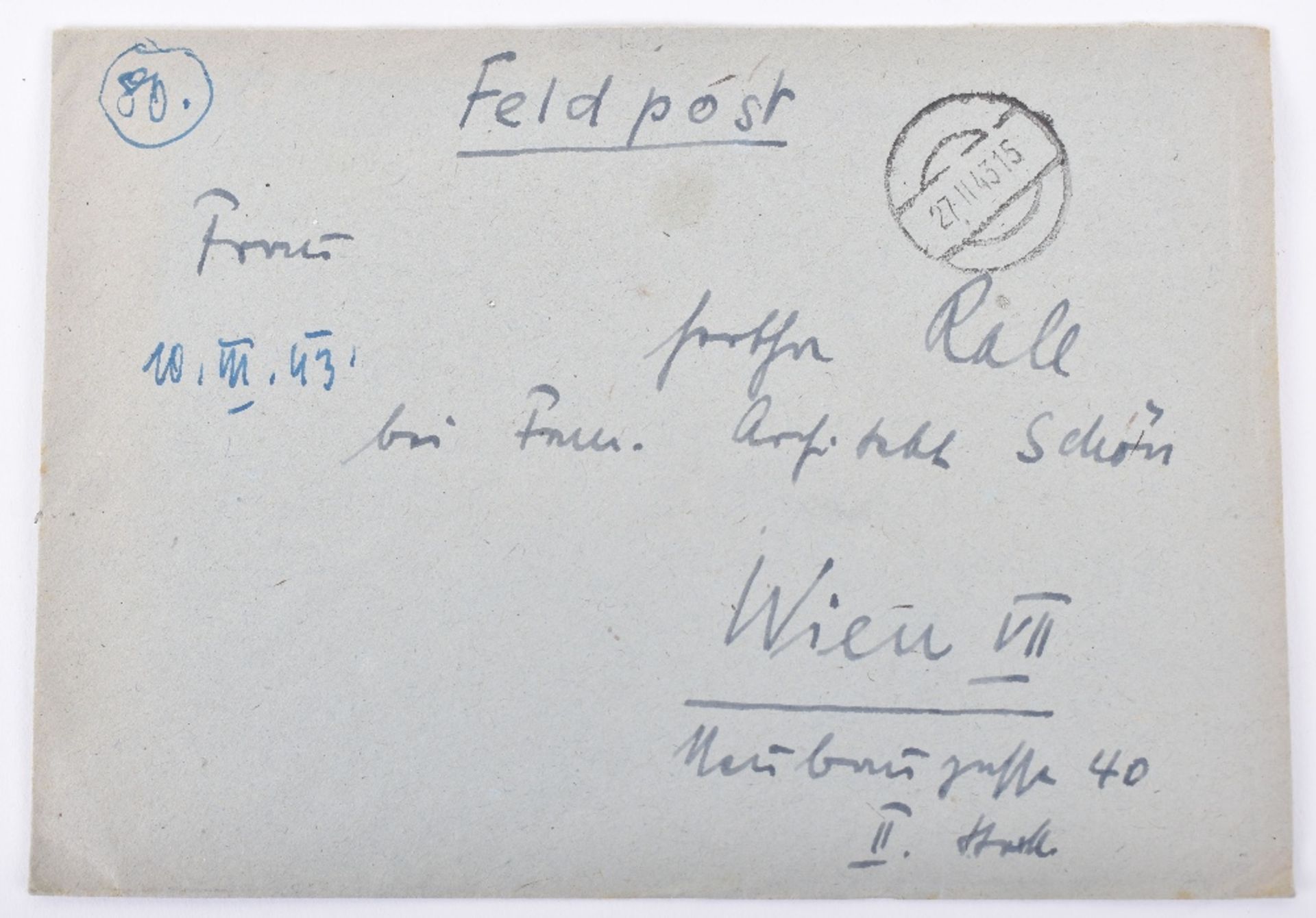 1943 Dated Feldpost Envelope Addressed to Gunther Rall’s Wife