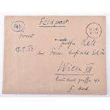 1943 Dated Feldpost Envelope Addressed to Gunther Rall’s Wife