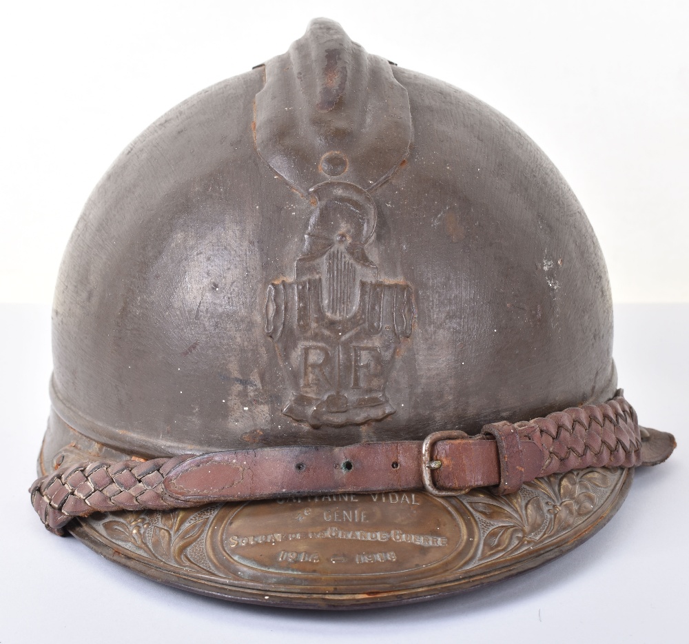 WW1 French Colonial Engineers Officers Adrian Pattern Helmet - Image 6 of 8