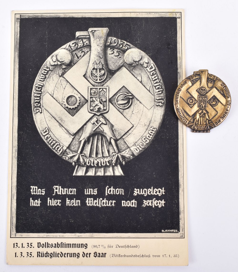 Third Reich Rally Badge and Accompanying Postcard
