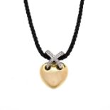 Heart pendant in yellow gold, white gold and diamonds