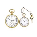 Gold pocket watch in yellow gold Omega and another smaller