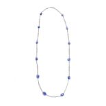 Necklace in white gold, diamonds and sapphires