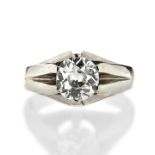 Solitaire ring in white gold and diamond