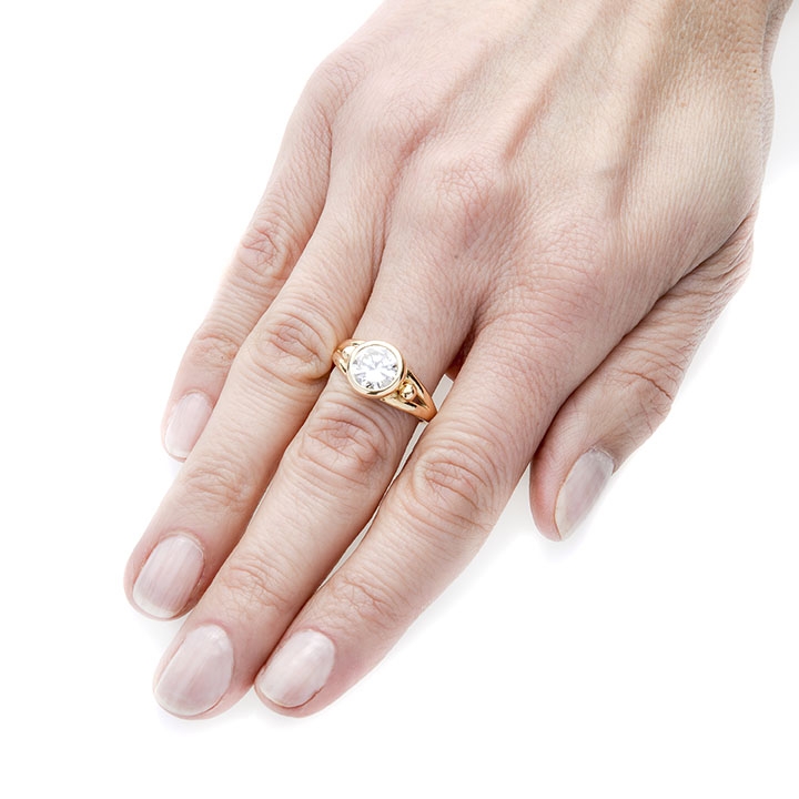 Solitaire ring in yellow gold and diamond - Image 3 of 3