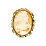 Cameo brooch in shell and gilded silver