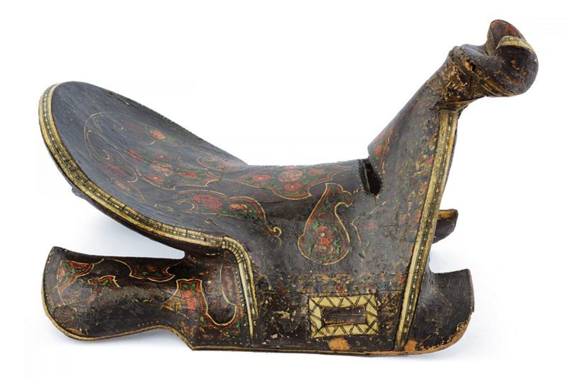 A fine painted and bone mounted saddle - Image 3 of 5