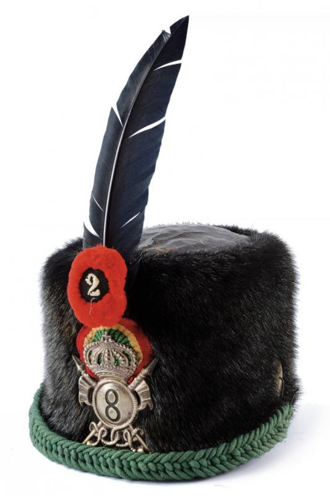 A cavalry trooper's bearskin from the 8th lancers regiment Montebello