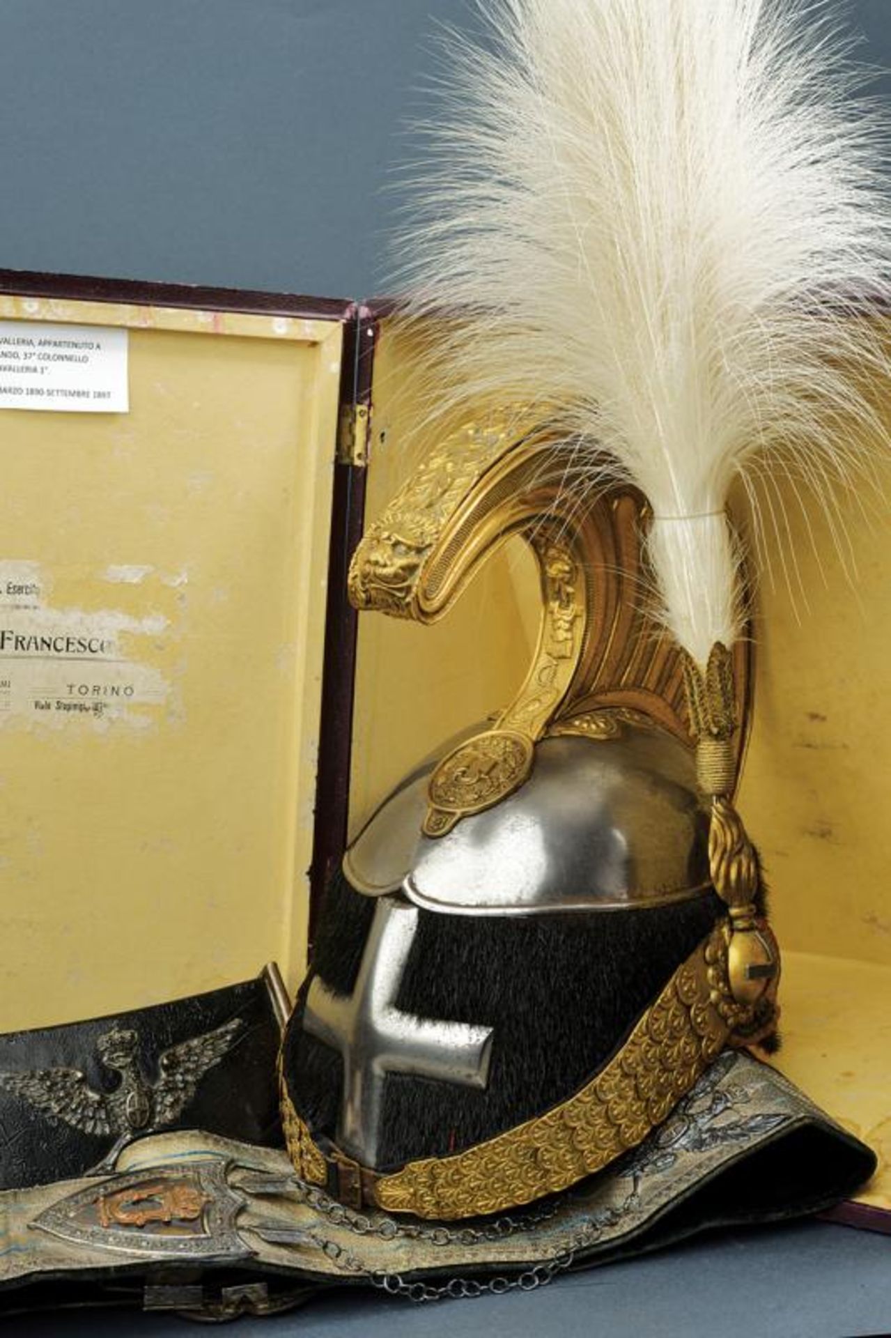 An officer's helmet of the commander of the first Nice Cavalry Regiment