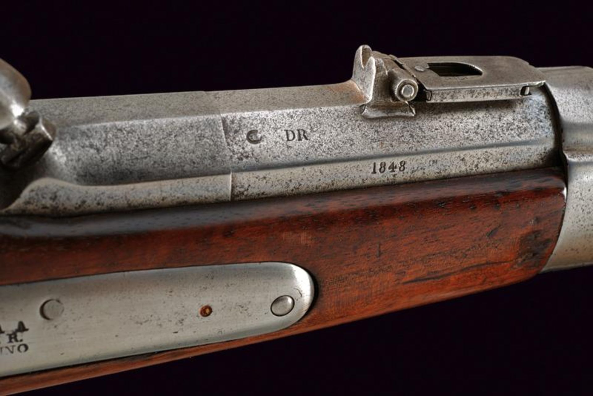 A very rare 1848 model Bersaglieri carbine, long type, with powderflask - Bild 6 aus 13