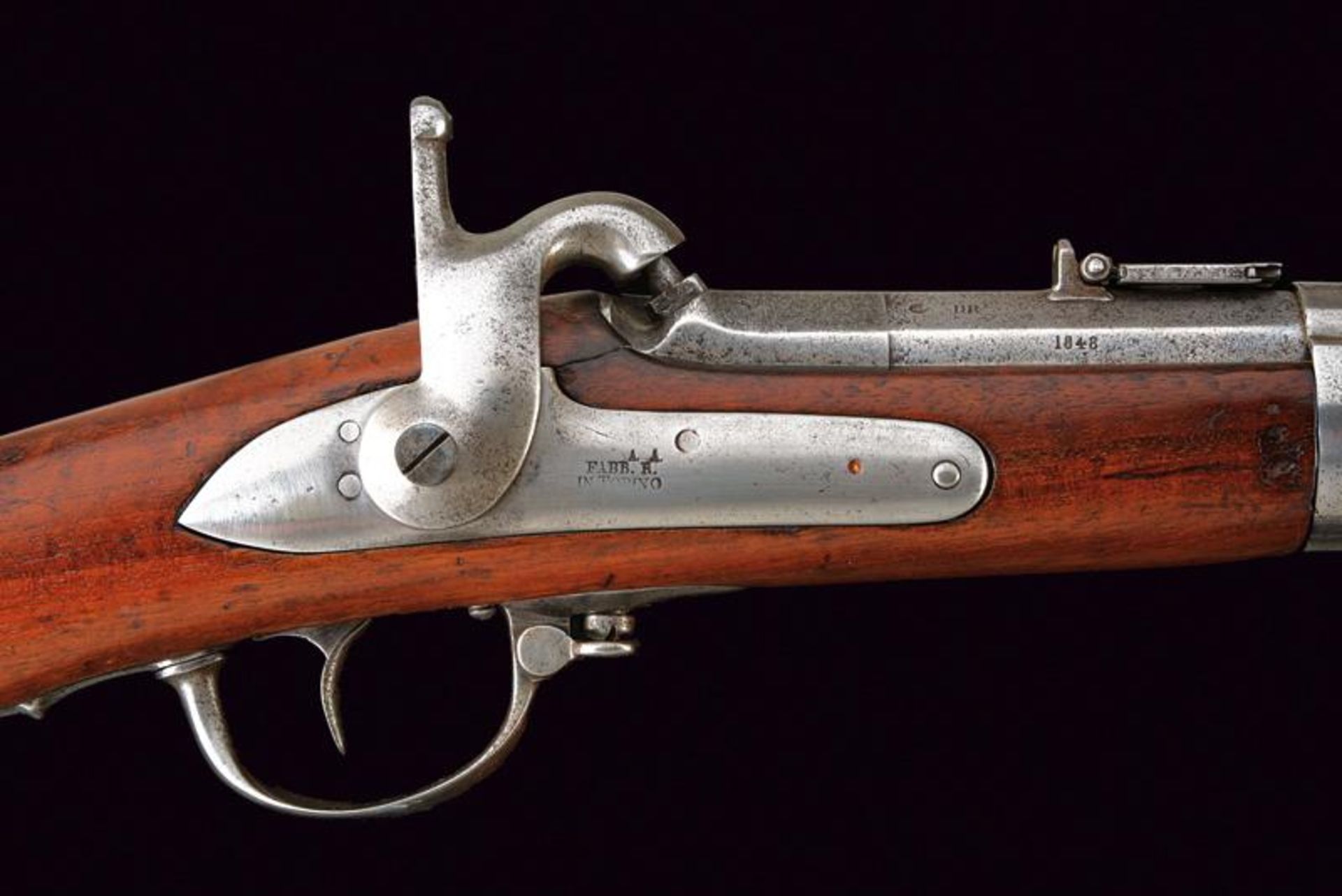 A very rare 1848 model Bersaglieri carbine, long type, with powderflask - Bild 2 aus 13