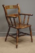 19th century elm and beech armchair, turned supports,