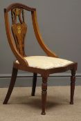Edwardian inlaid salon chair, shaped and pierced splat,