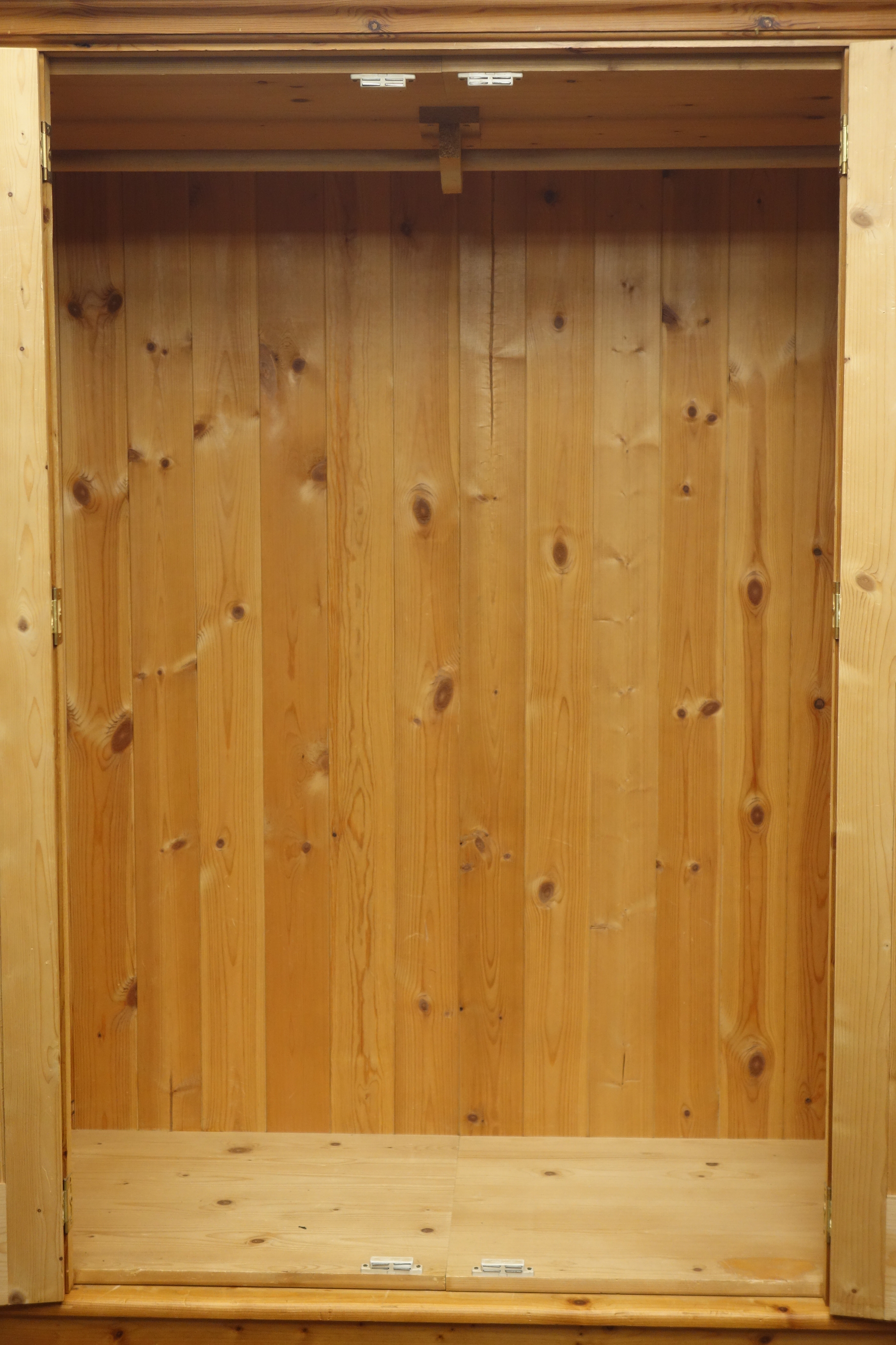 Pine double wardrobe, projecting cornice, - Image 2 of 2