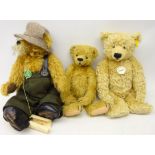 Steiff Classic Mohair Teddy bear and two Hermann Mohair teddy bears,