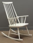 Ilmari Tapiovaara for Artek - white painted elm and beech stick back rocking chair
