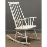 Ilmari Tapiovaara for Artek - white painted elm and beech stick back rocking chair