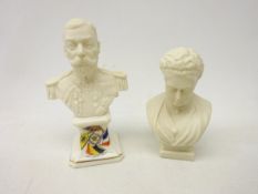 Grafton China bust of George V, base decorated with 'The Flags of Liberty' H12cm and a W.