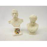 Grafton China bust of George V, base decorated with 'The Flags of Liberty' H12cm and a W.