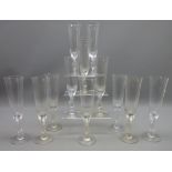 Set of twelve Igor Carl Faberge champagne flutes, the stem modelled as two kissing snow doves,