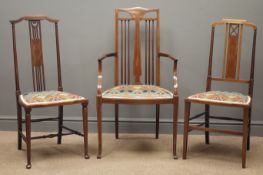 Art Nouveau mahogany armchair, inlaid splat,