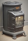 Provence Victorian style portable gas heater in matt black, (W48cm, H80cm, D55cm),