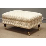 Duresta storage footstool, upholstered in raised floral patterned fabric,