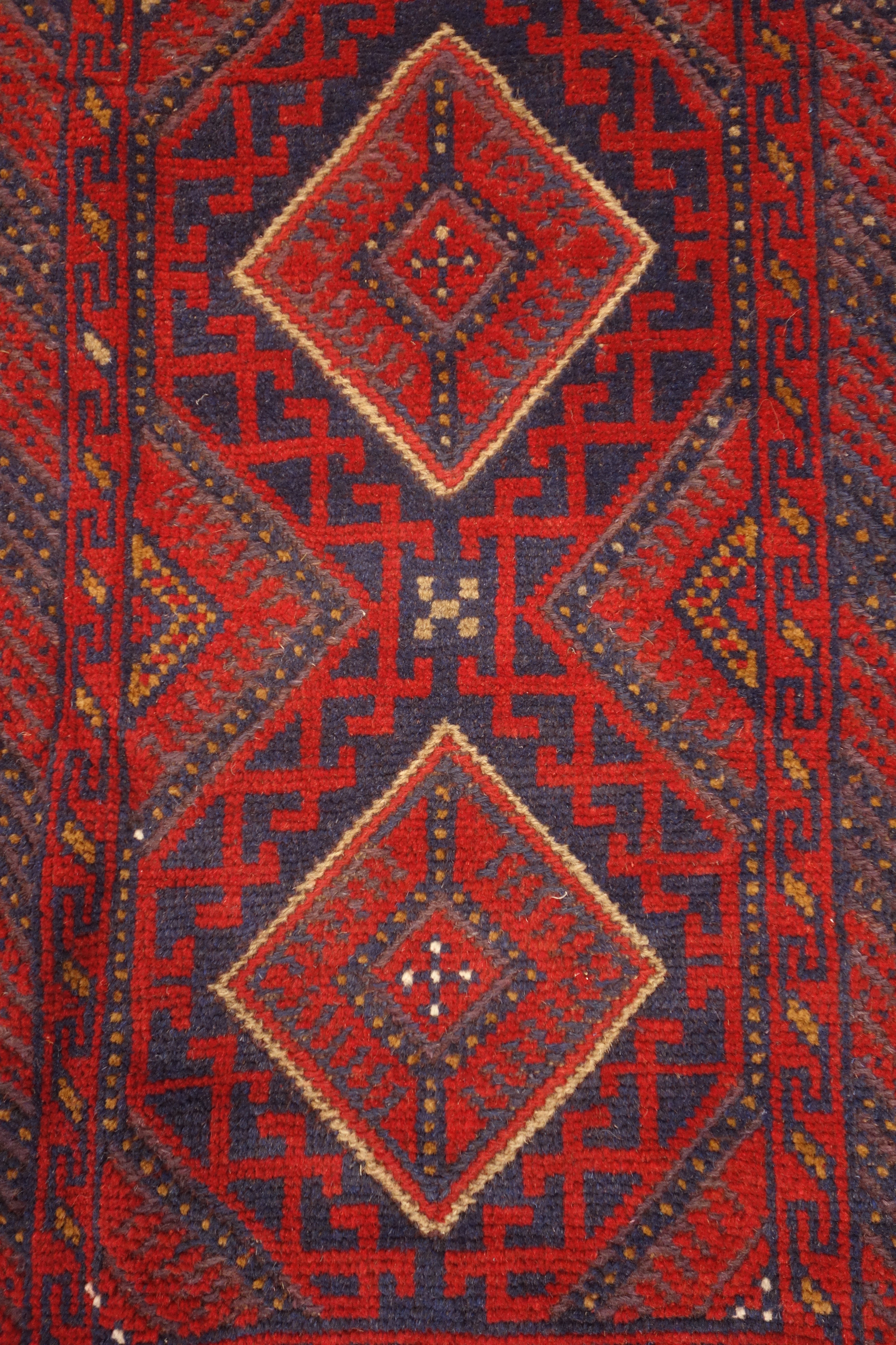 Meshwani red and blue ground runner rug, - Image 2 of 3