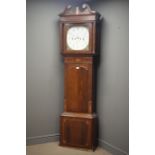 19th century figured mahogany longcase clock, eight day movement striking the hours on bell,