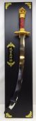 Franklin Mint 'The Sword of Genghis Khan', mounted on display plaque, L102cm,