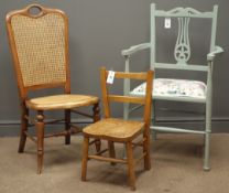 Early 20th century chair with cane seat and back,