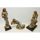 Three bronzed sculptures of Maidens designed by Alice Heath for Austin Sculptures,