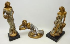 Three bronzed sculptures of Maidens designed by Alice Heath for Austin Sculptures,